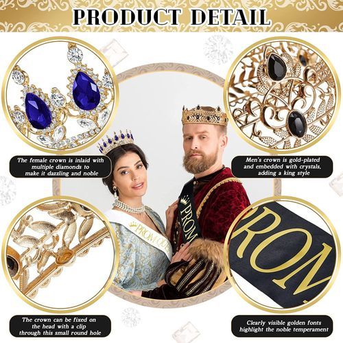Juexica 4 Pieces Gold King Crown Tiara Crowns For Men Women