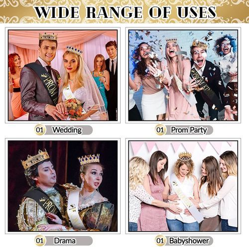 Juexica 4 Pieces Gold King Crown Tiara Crowns For Men Women