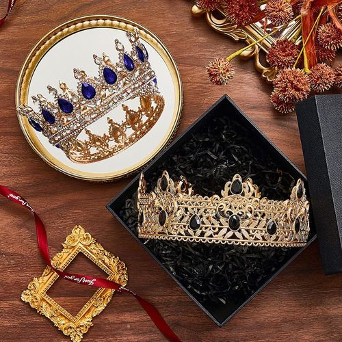 Juexica 4 Pieces Gold King Crown Tiara Crowns For Men Women