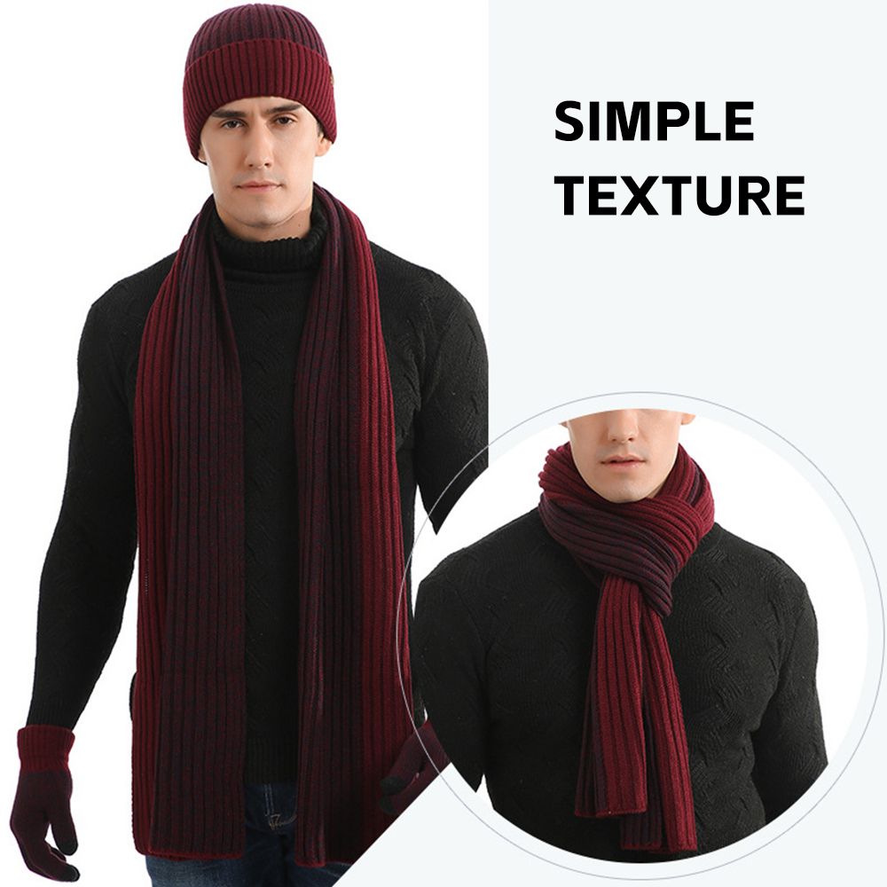 Winter Knit Beanie Hat Scarf And Touch Screen  Set For