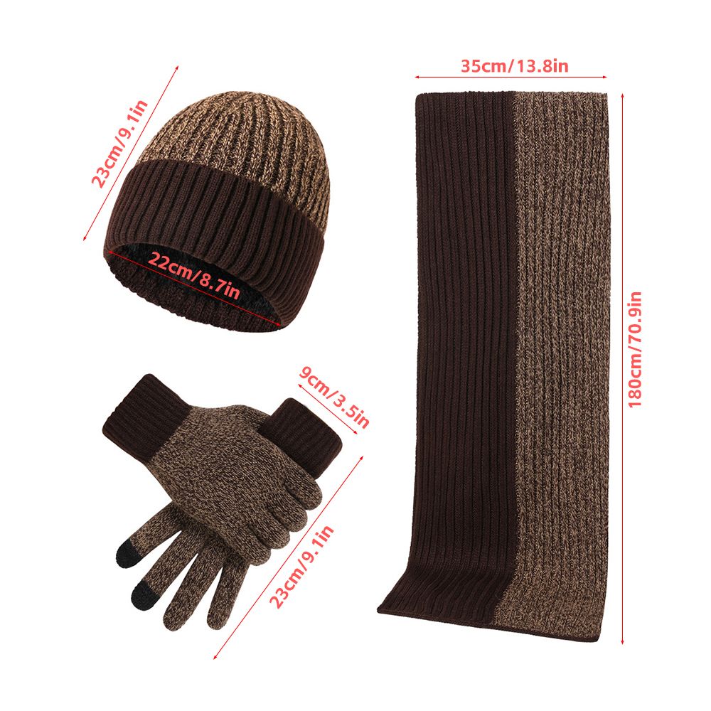 Winter Knit Beanie Hat Scarf And Touch Screen  Set For