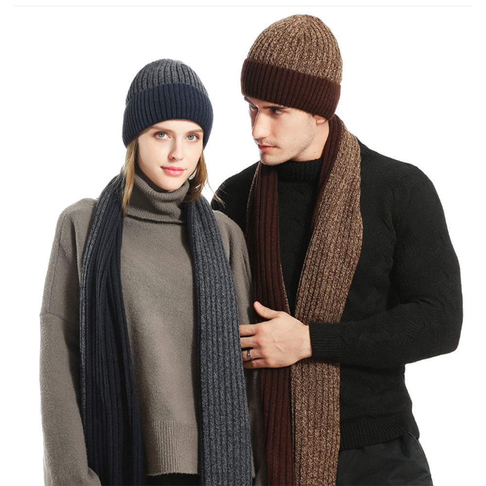 Winter Knit Beanie Hat Scarf And Touch Screen  Set For