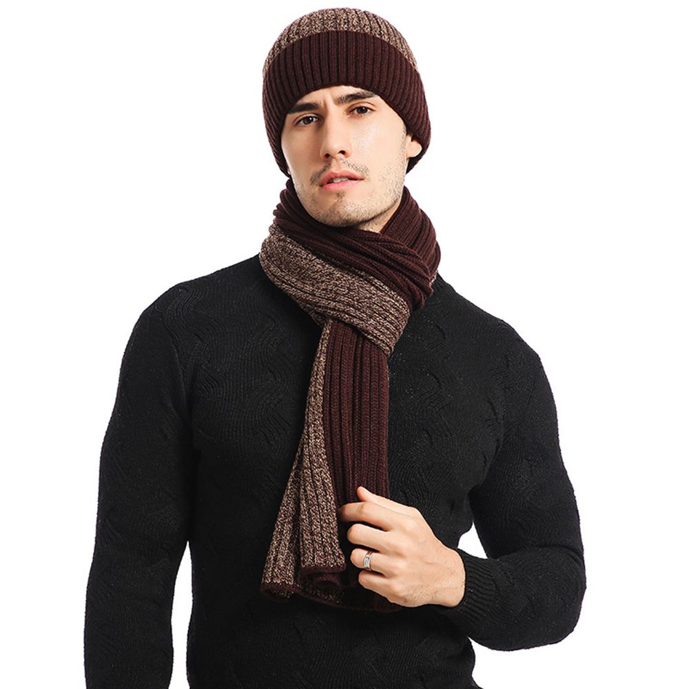Winter Knit Beanie Hat Scarf And Touch Screen  Set For