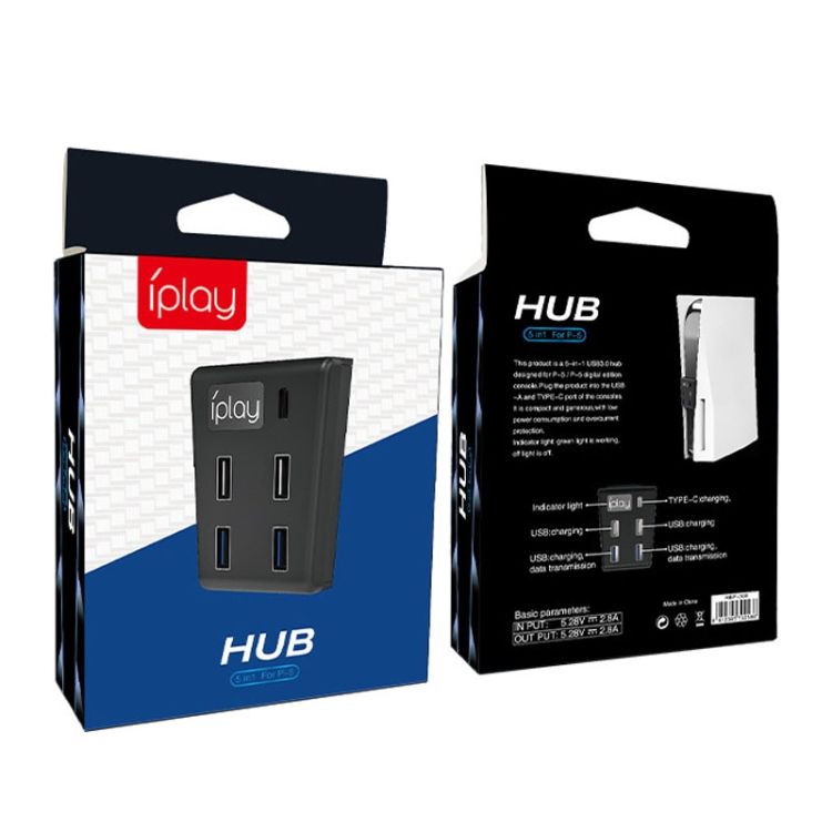 Iplay HBP-308 For Sony PS5 5 In 1 Game Console USB3.0 HUB