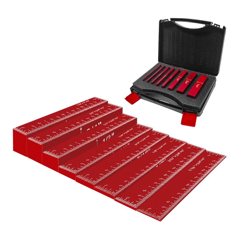 8PCS Setup Blocks Height Gauge Set Aluminium Alloy Woodworking Setup Bars Set Practical Router Table Saws Accessories Set with Storage Box