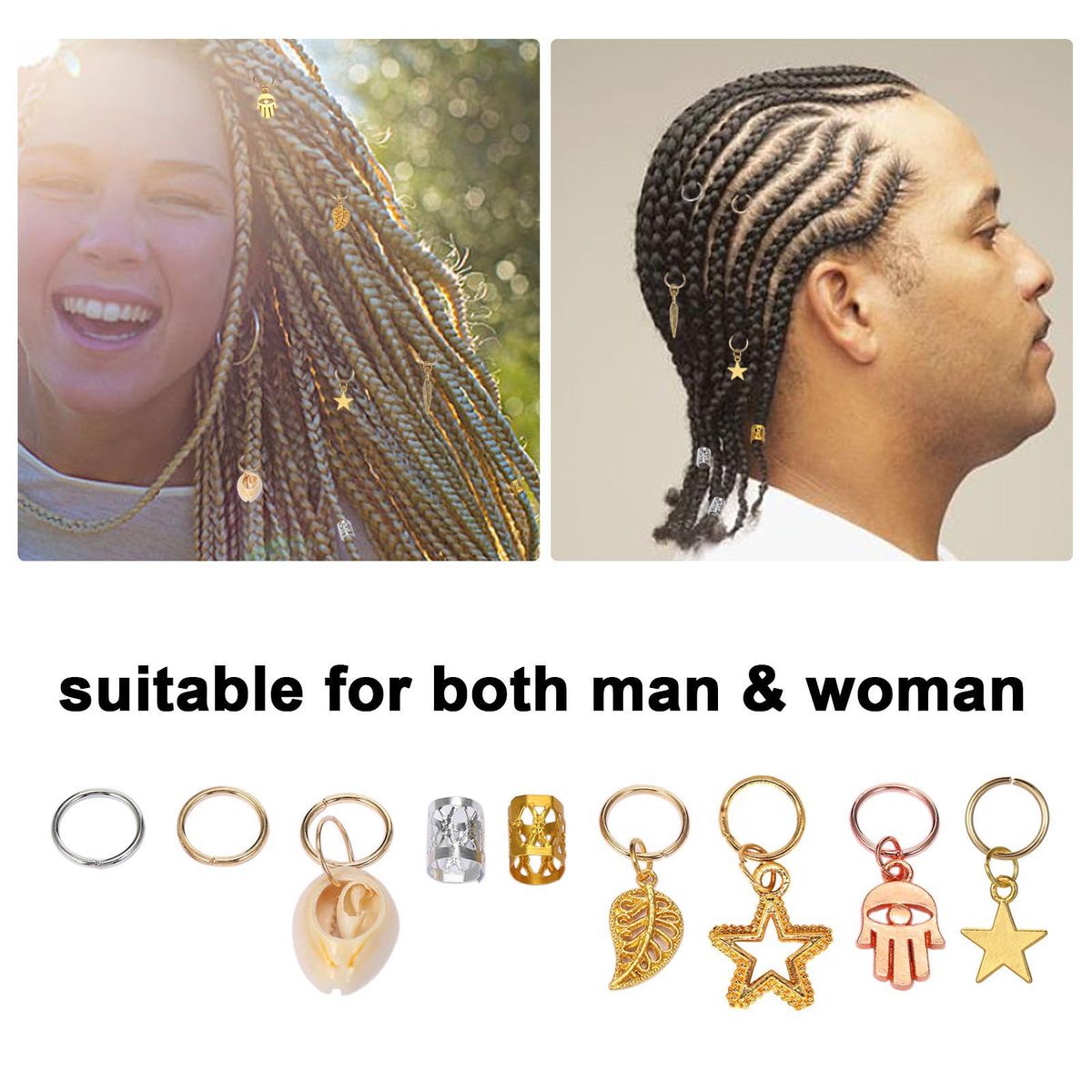 120pcs Dreadlocks Hair Accessories Hair Rings Cuffs Metal