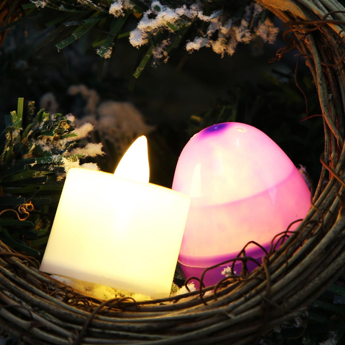 12PCS LED Easter Eggs Warm Yellow Glow in The Dark Eggs Colourful Easter Egg Decoration Crafts for Easter Party Home Tree Banister Party