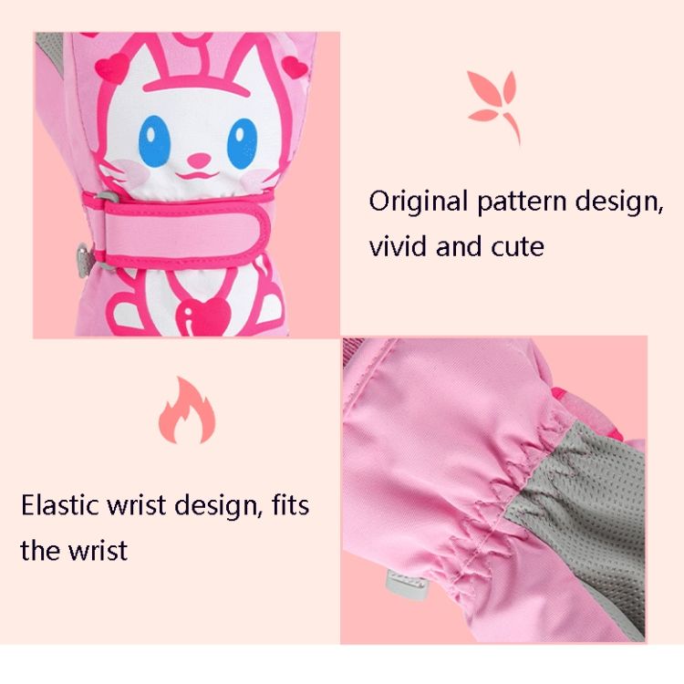 Girls Cute Cotton Gloves Children Ski Gloves Non-Slip And Waterproof Riding Gloves, Size: S(Pink)