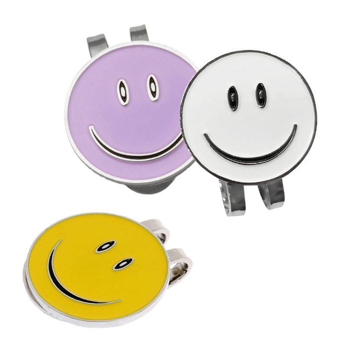 Set Of 3 Funny Happy Face Golf Ball Markers With Magnetic Golf Hat