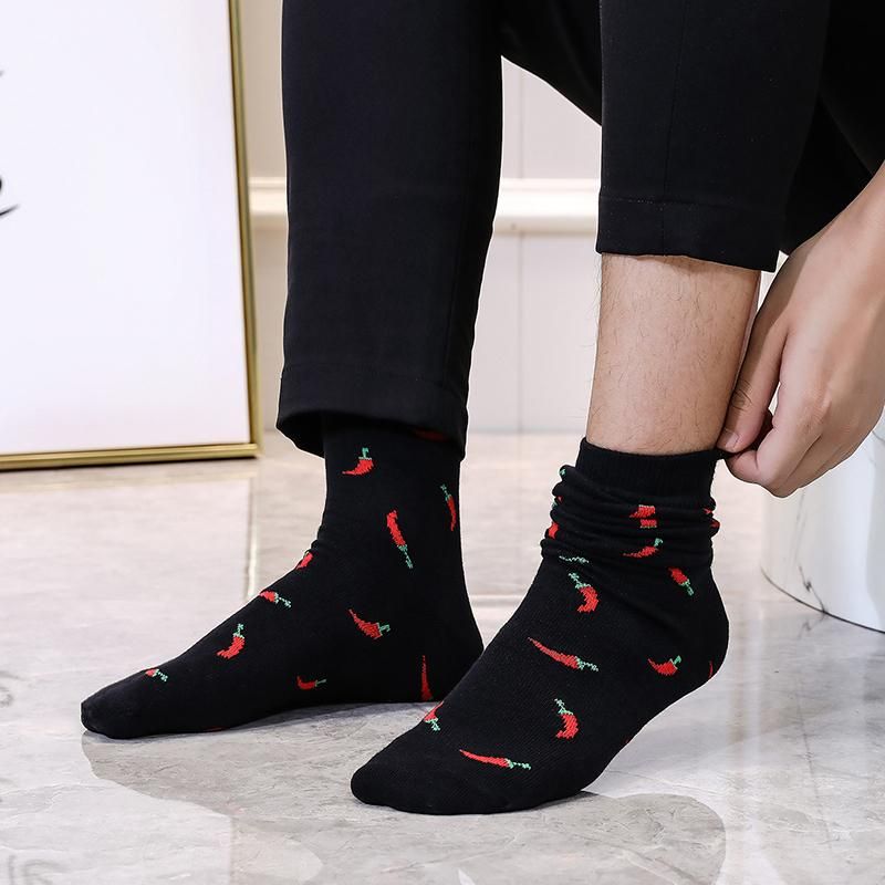 5 Pairs Cotton Socks for Men Business Dress High Quality Sock Funny Casual With Print Animals Cartoon Middle Sock Male Clothing