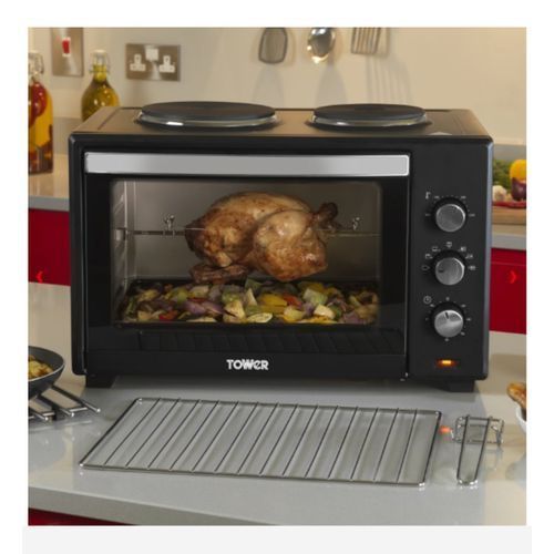 42L Mini Oven With Dual Cooking Hobs With Rotisserie - 1000W
