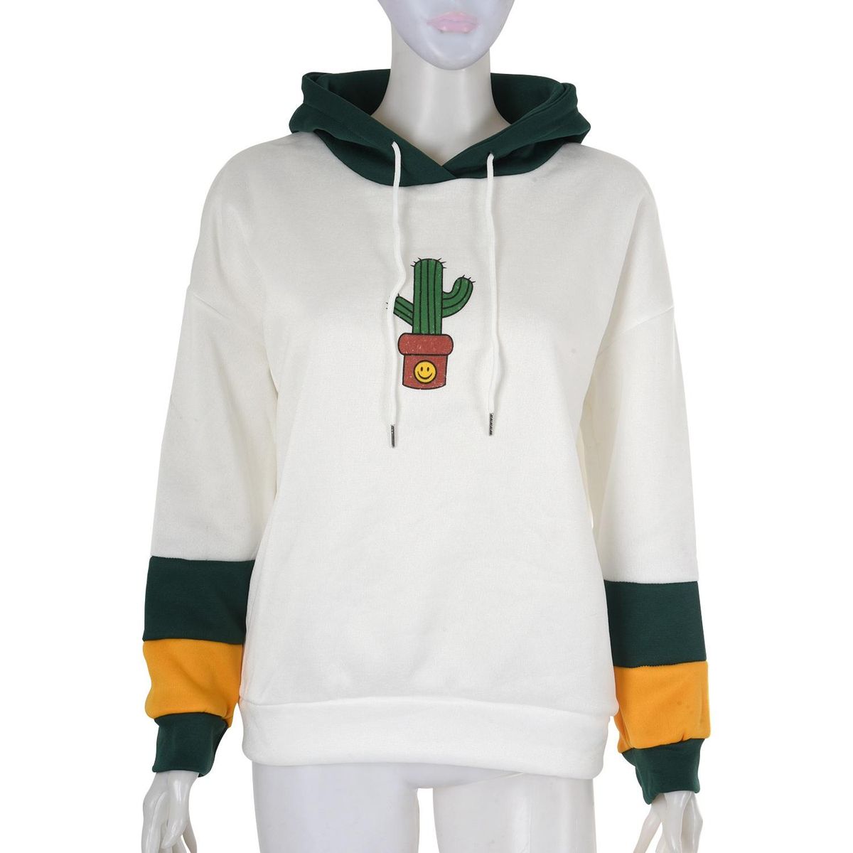 Women Long Sleeve Hoodies Sweatshirts Draw Block