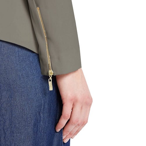Collection Open Front Zipped Sleeve Waterfall Blazer - Thyme