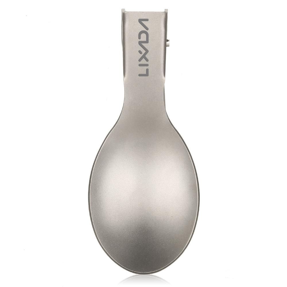 Lixada Folding Titanium Spoon Lightweight Outdoor Dinner Spoon Flatware for Travel Camping