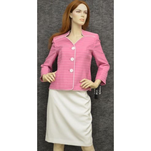 Women's Novelty Stripe Jacket and Skirt Suit Set
