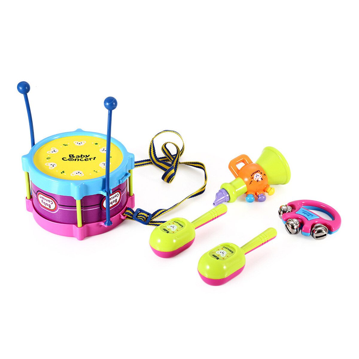 5PCS Boy & Girl Children Drum Musical Toy Kit Musical Instruments For Kids Gifts