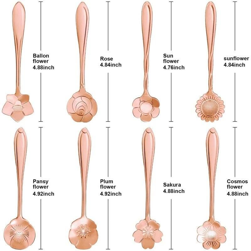Hot Sale 16 Pcs Set Stainless Steel Flower Coffee Spoon Dessert Sugar Ice Cream Stirring Tea Milkshake Spoon Set for Tableware K