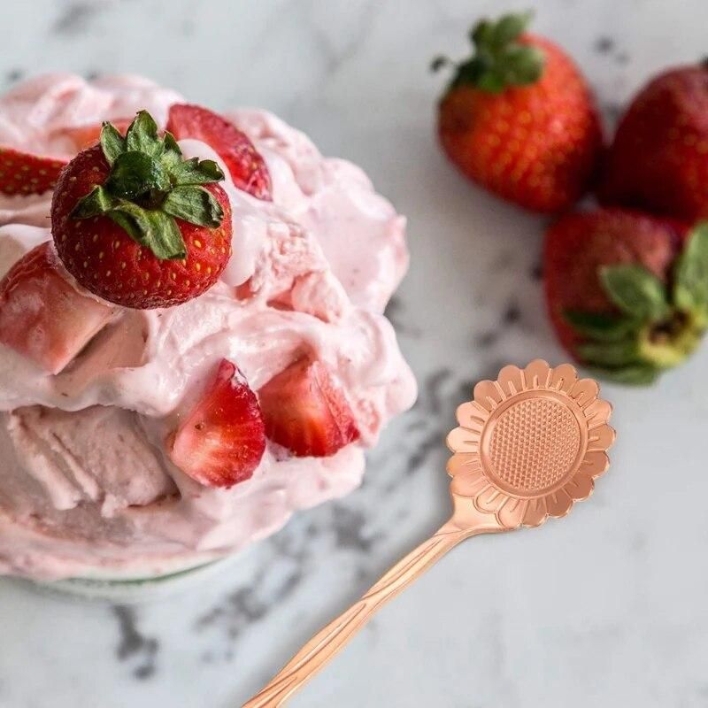 Hot Sale 16 Pcs Set Stainless Steel Flower Coffee Spoon Dessert Sugar Ice Cream Stirring Tea Milkshake Spoon Set for Tableware K