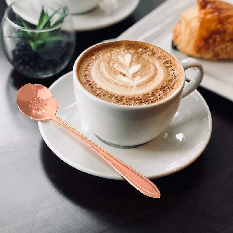 Hot Sale 16 Pcs Set Stainless Steel Flower Coffee Spoon Dessert Sugar Ice Cream Stirring Tea Milkshake Spoon Set for Tableware K
