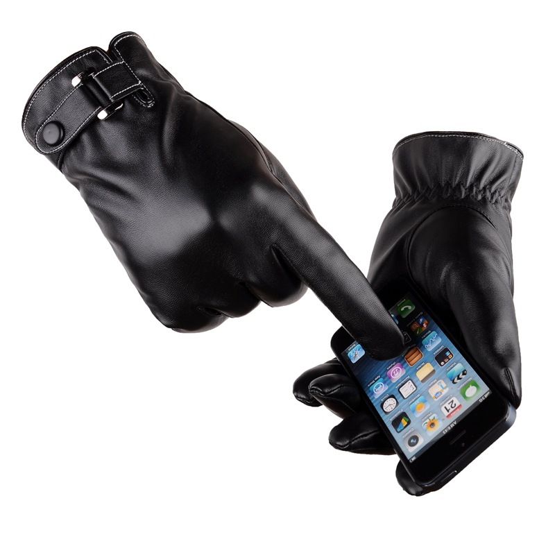 New Men #39;s Leather Gloves Autumn And Winter PU Riding
