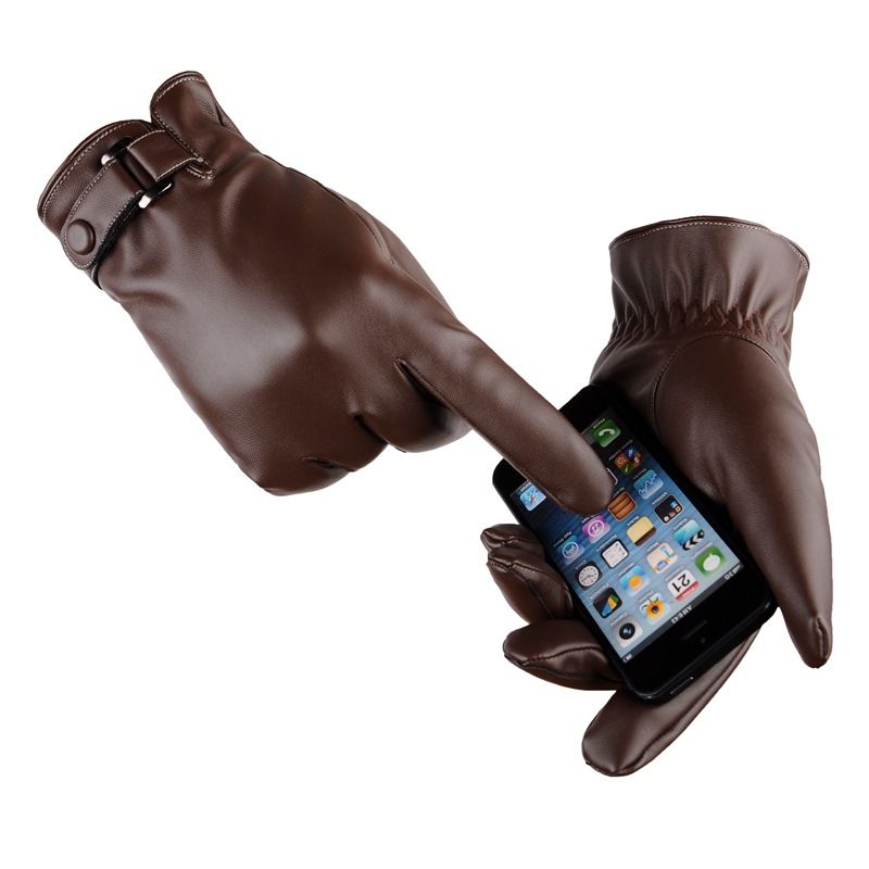 New Men #39;s Leather Gloves Autumn And Winter PU Riding