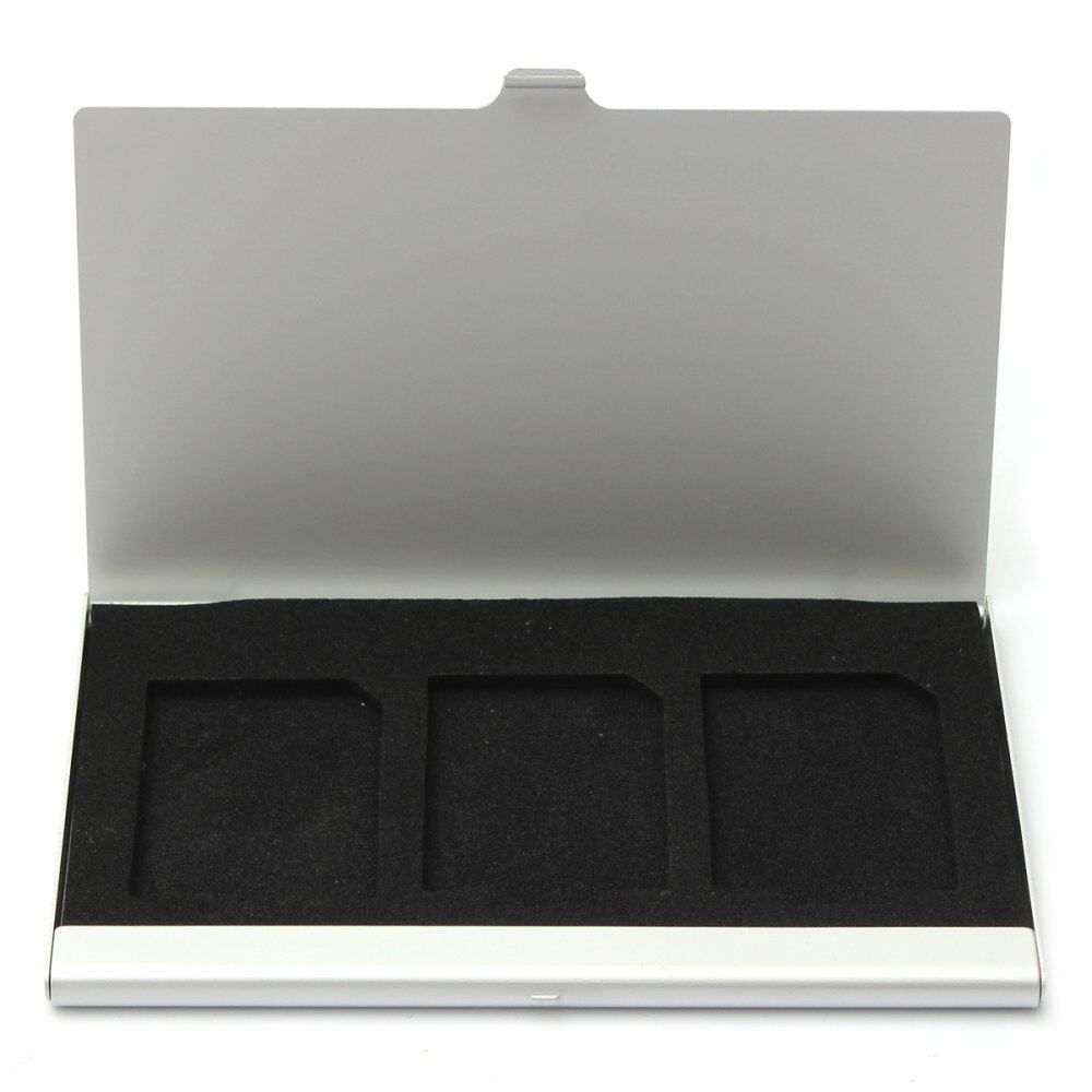 Portable 3 In 1 Memory Card SD/SDHC/MMC/ Cases Card Holders (White) Silvery