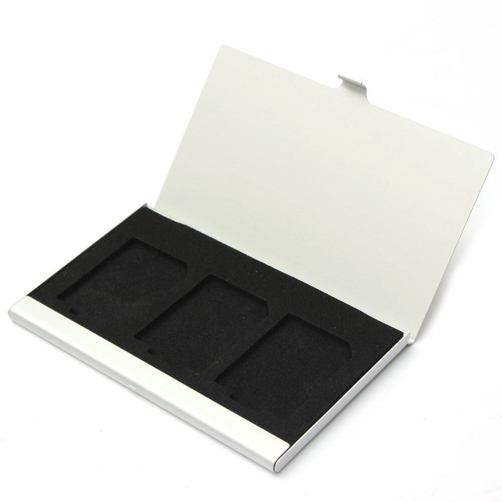 Portable 3 In 1 Memory Card SD/SDHC/MMC/ Cases Card Holders (White) Silvery