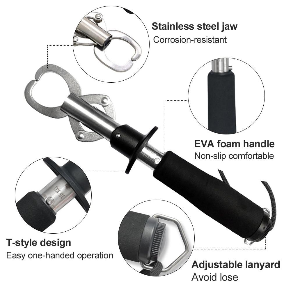 Fish Lip Gripper Fish Scales Professional Fish Holder Stainless Steel Fish Lip Grabber with 15KG/25KG Weight