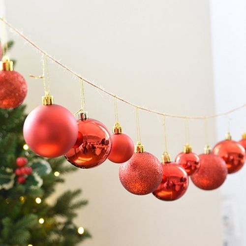 Christmas Ball Ornaments For Christmas Tree Party Decor 12pcs/Set (Red)