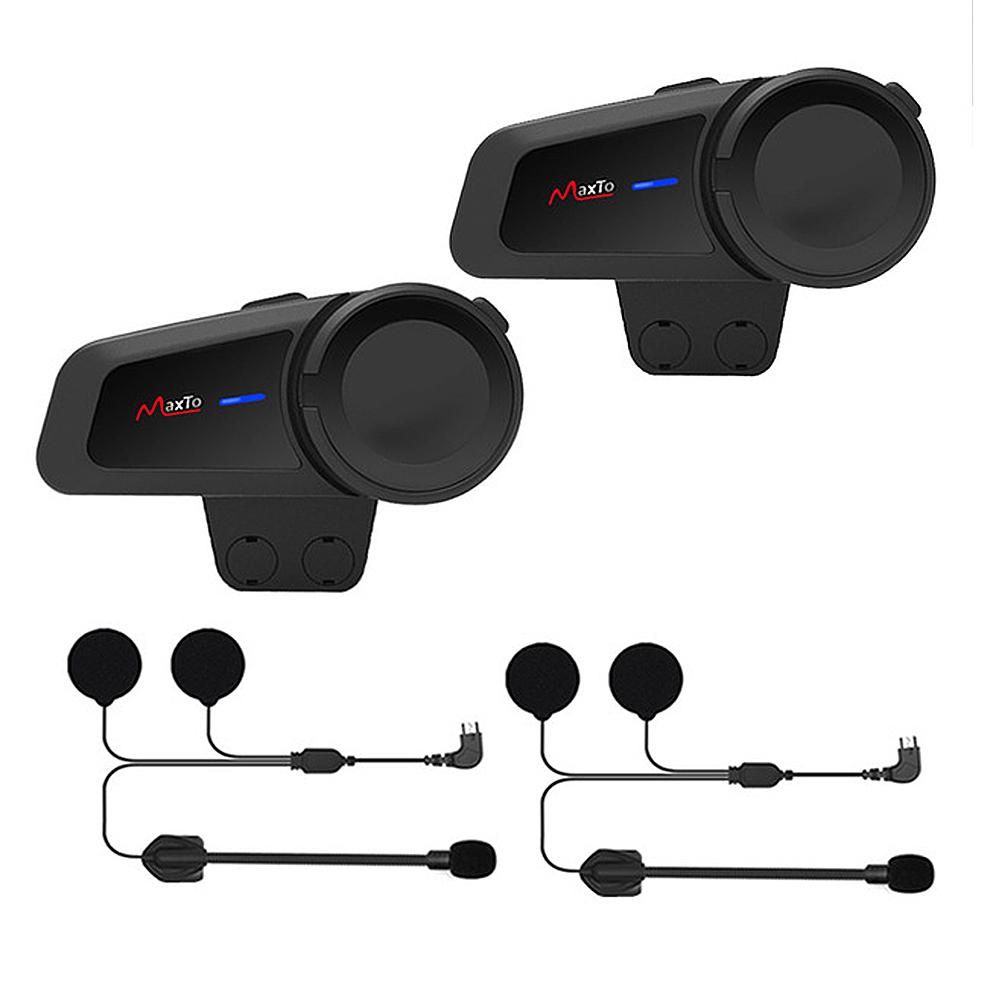 Maxto M2 BT Motorcycle Helmet Intercom FM Helmet Waterproof Moto Interphone Replacement for Vimoto SENA Headsets 2PCS Black