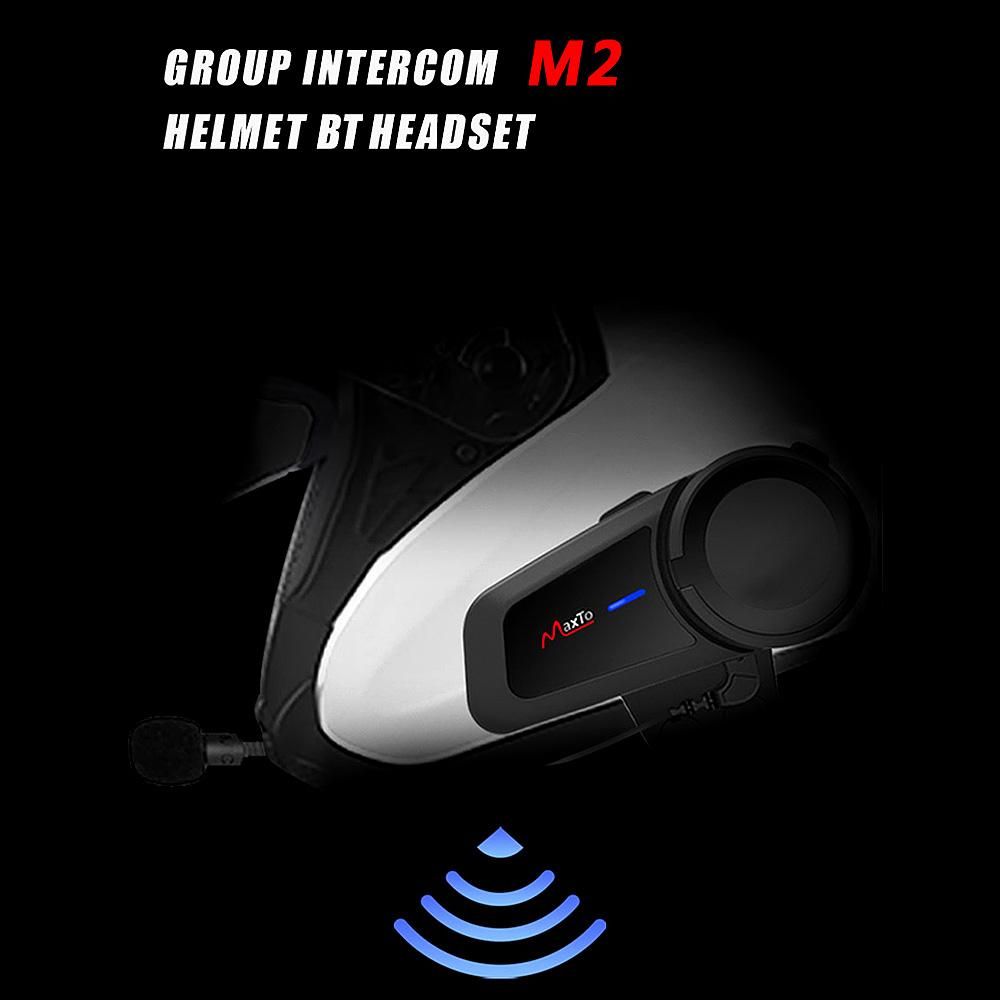 Maxto M2 BT Motorcycle Helmet Intercom FM Helmet Waterproof Moto Interphone Replacement for Vimoto SENA Headsets 2PCS Black