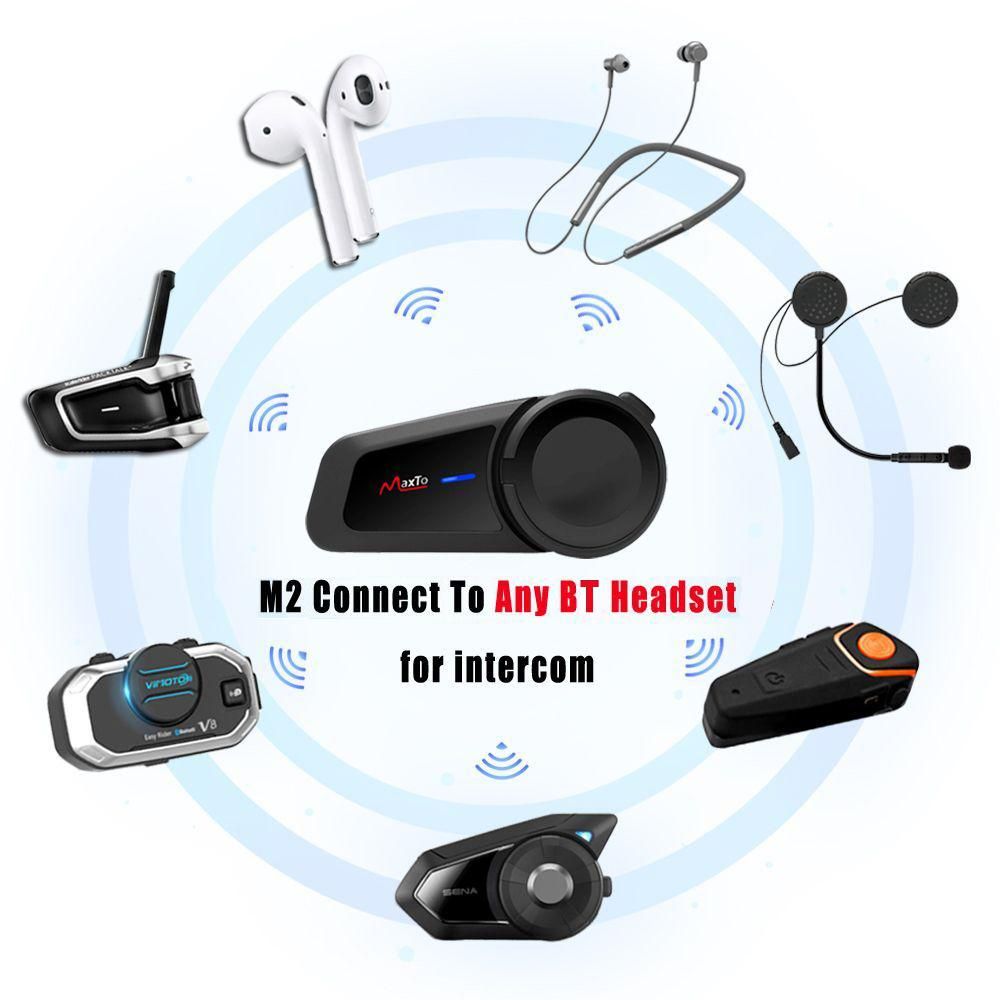 Maxto M2 BT Motorcycle Helmet Intercom FM Helmet Waterproof Moto Interphone Replacement for Vimoto SENA Headsets 2PCS Black