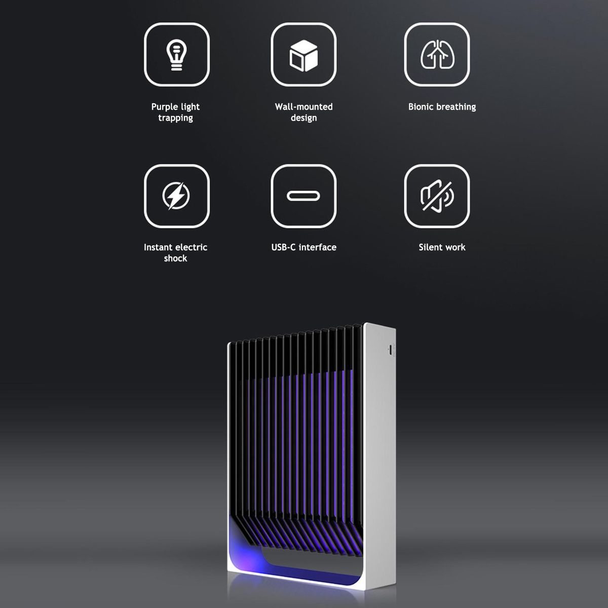 Electric Shock Mosquito Killer Lamp Physical Bionic Purple Light Tapping Vertical Wall-mounted Indoor Outdoor Safe for Mother Baby