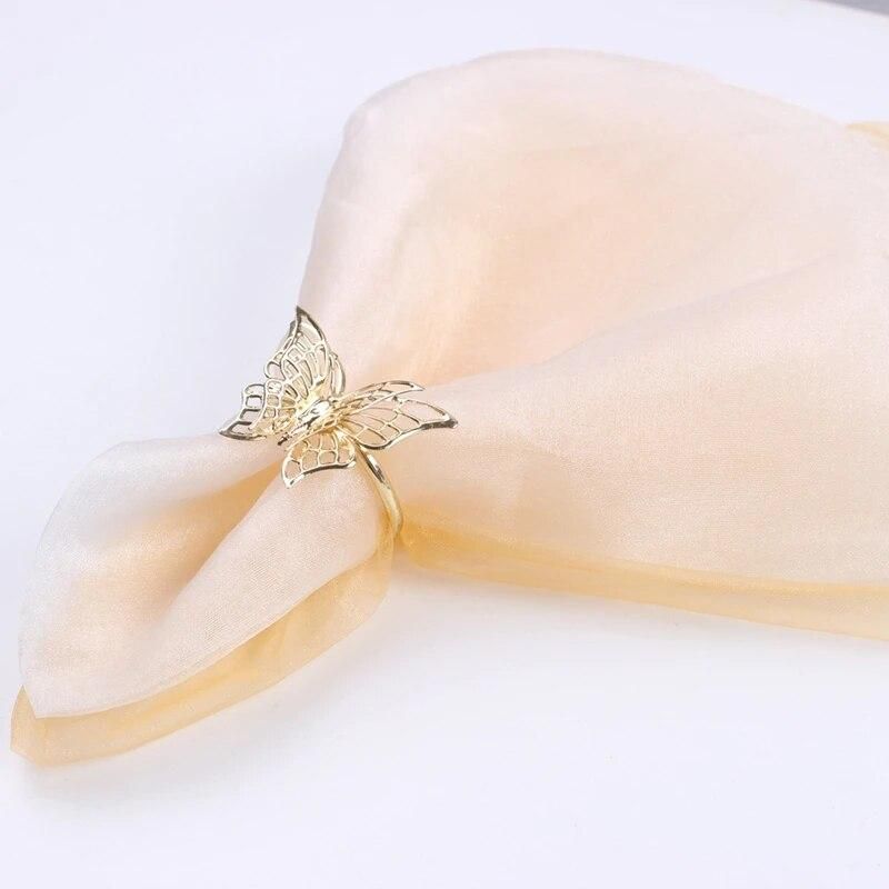 6Pcs Creative Golden Butterfly Napkin Ring Napkin Buckle Restaurant Napkin Ring Plating Towel Buckle Hotel Table Decoration