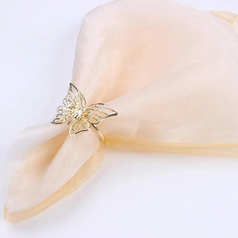 6Pcs Creative Golden Butterfly Napkin Ring Napkin Buckle Restaurant Napkin Ring Plating Towel Buckle Hotel Table Decoration