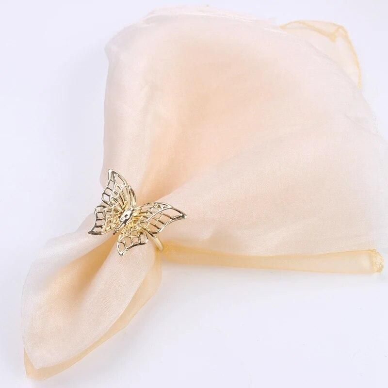 6Pcs Creative Golden Butterfly Napkin Ring Napkin Buckle Restaurant Napkin Ring Plating Towel Buckle Hotel Table Decoration