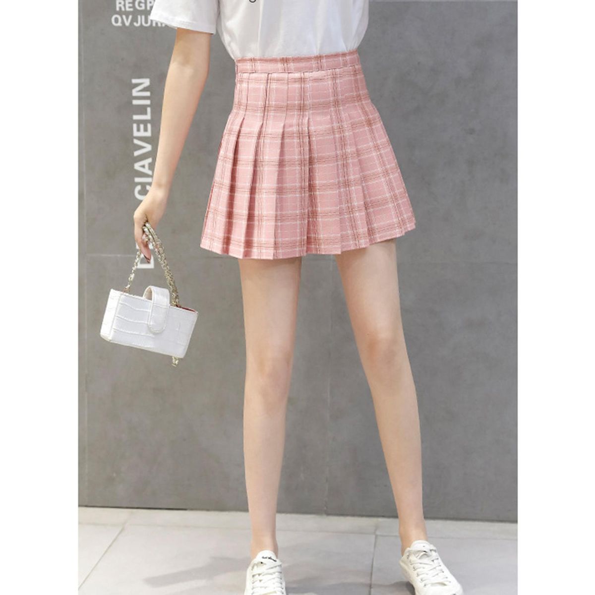 Women Girls Mini Skirt Short High Waist Pleated Skater Tennis Pink M