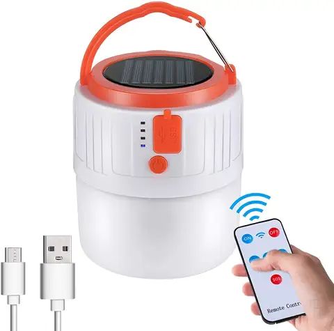 42 LED Solar Powered Remote Control USB Camping Lantern Bulb