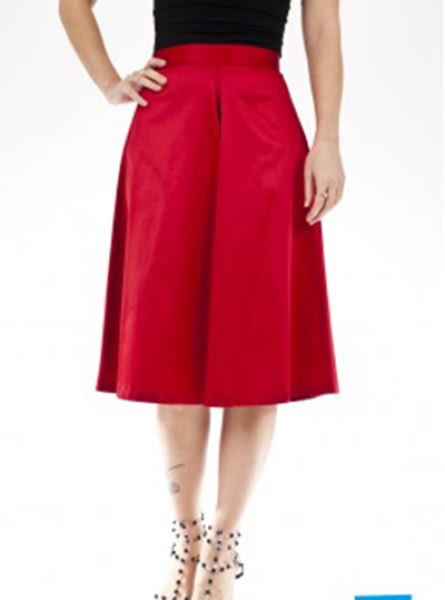 Vintage Satin A line Skirt - Red