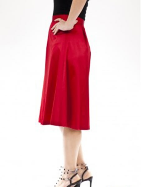 Vintage Satin A line Skirt - Red