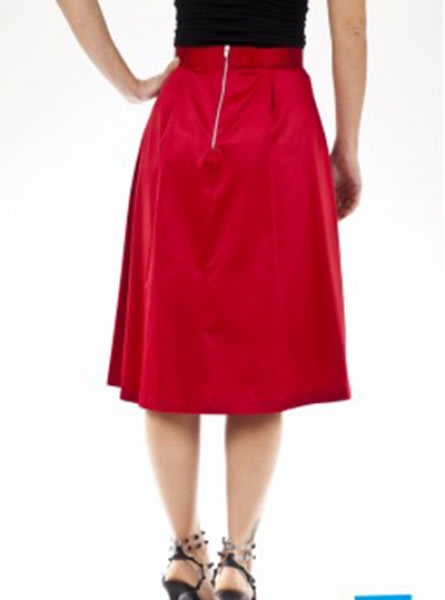 Vintage Satin A line Skirt - Red
