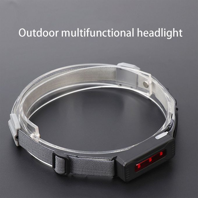 Head  Flashlight Re Hargeable Outdoor Headlights For Running With Red Light-black