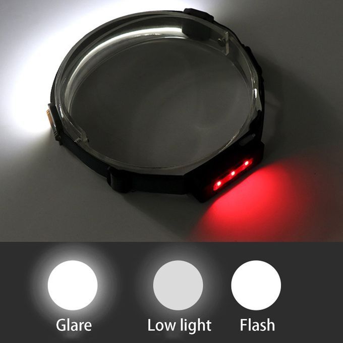 Head  Flashlight Re Hargeable Outdoor Headlights For Running With Red Light-black