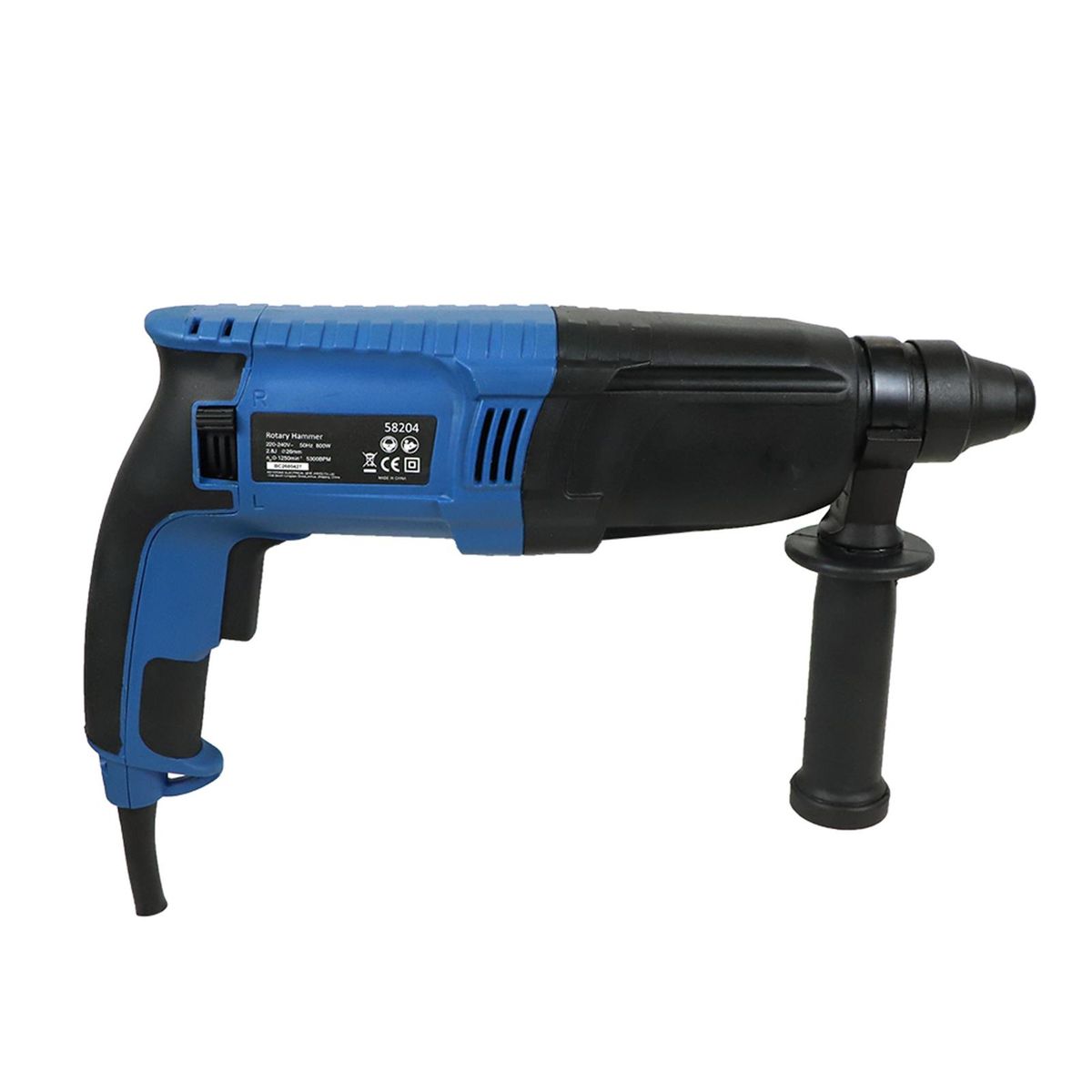 Rotary Hammer Drill with 4 modes,  800W 7 Amp Corded Variable Speed Rotomartillo for Concrete - Including 3 Drill Bits, Flat Chisel, Point Chisel, Carrying Case