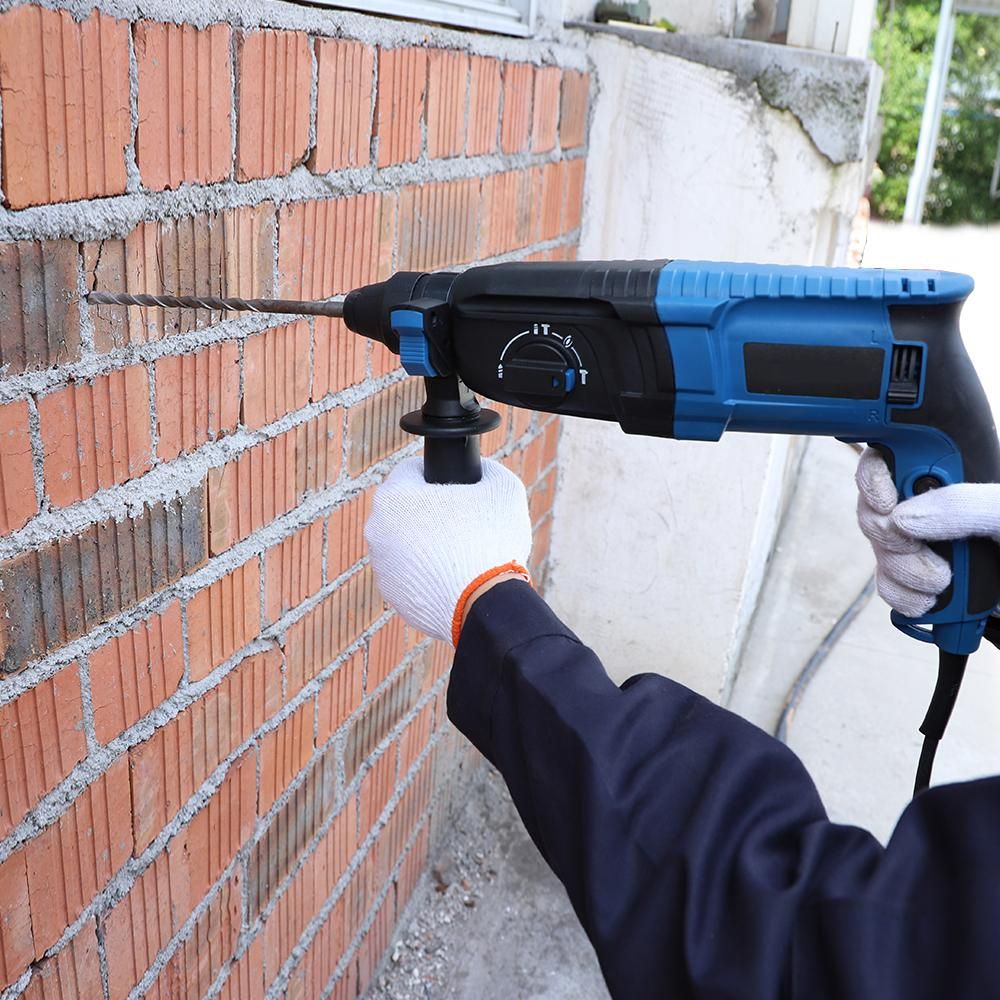 Rotary Hammer Drill with 4 modes,  800W 7 Amp Corded Variable Speed Rotomartillo for Concrete - Including 3 Drill Bits, Flat Chisel, Point Chisel, Carrying Case