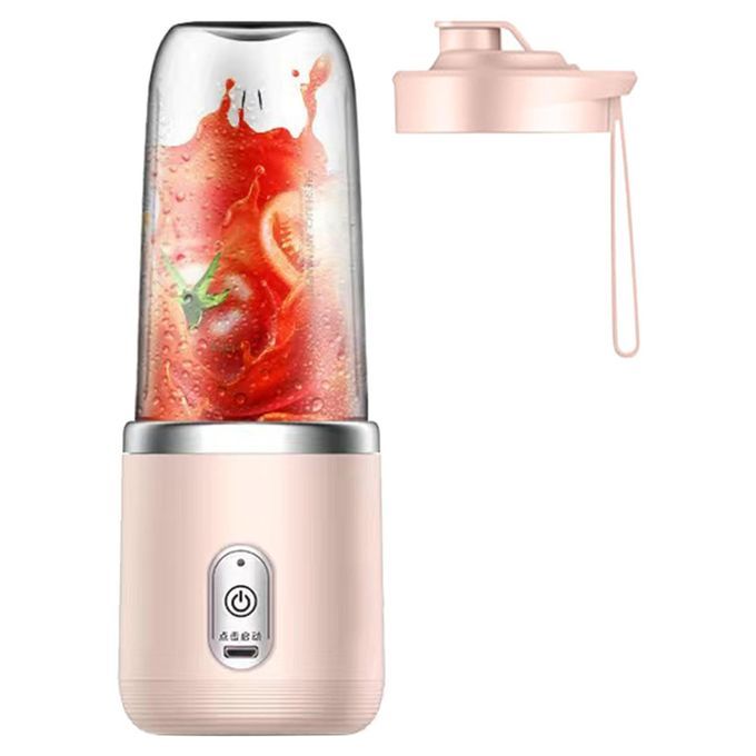 Travel 6 Blades Mini Juicer USB Charging Smoothies Pink With Cup Lid