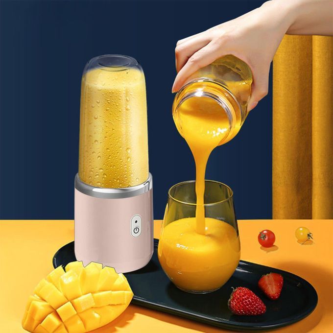 Travel 6 Blades Mini Juicer USB Charging Smoothies Pink With Cup Lid