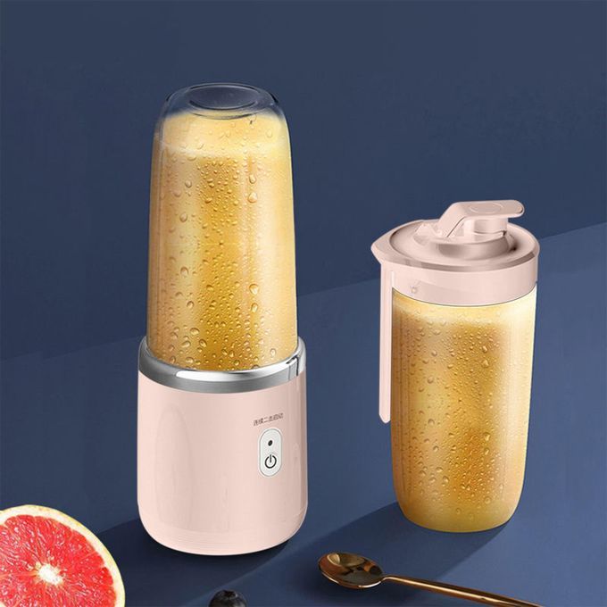 Travel 6 Blades Mini Juicer USB Charging Smoothies Pink With Cup Lid