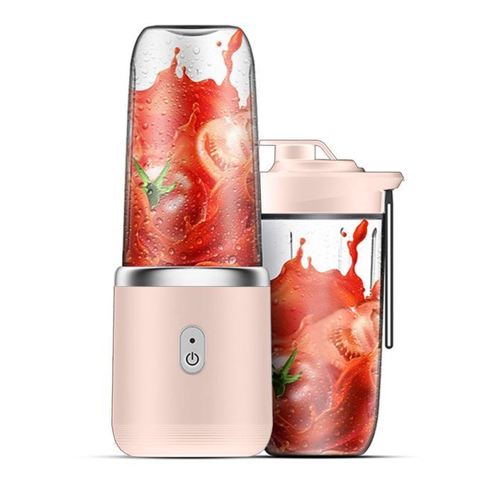 Travel 6 Blades Mini Juicer USB Charging Smoothies Pink With Cup Lid