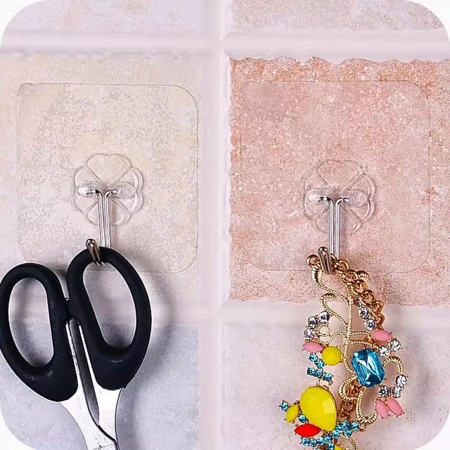 12pcs Kitchen Bathroom Self Adhesive Door Glass Hook Hangers